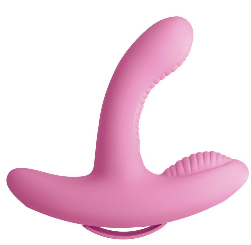 Розовый вибромассажер Rock N Grind с пультом - 17,2 см. (Цвет: розовый)