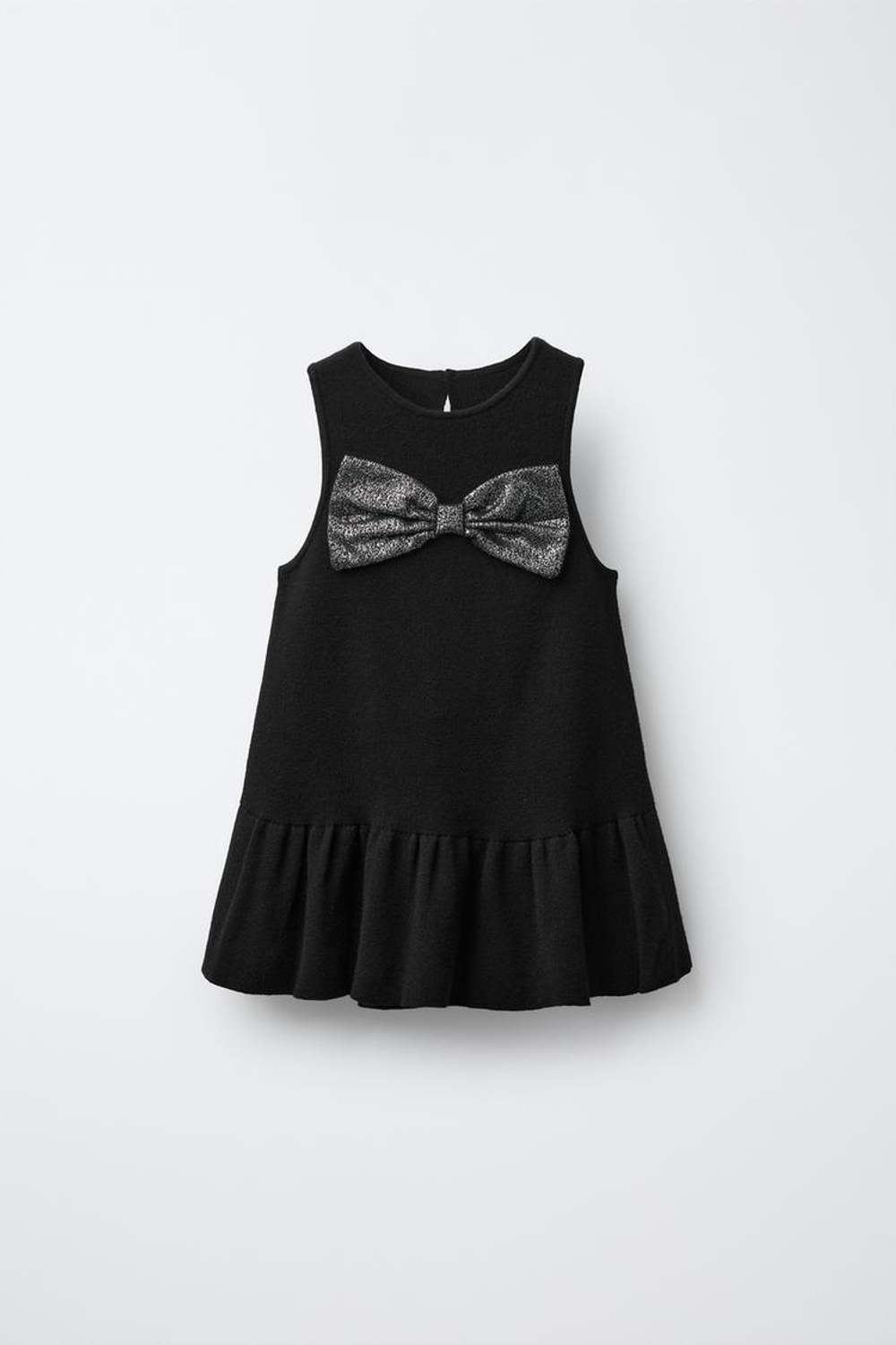 ZARA ТРИКОТАЖНОЕ ПЛАТЬЕ С БЛЕСТЯЩИМ БАНТОМ, ЧЕРНЫЙ