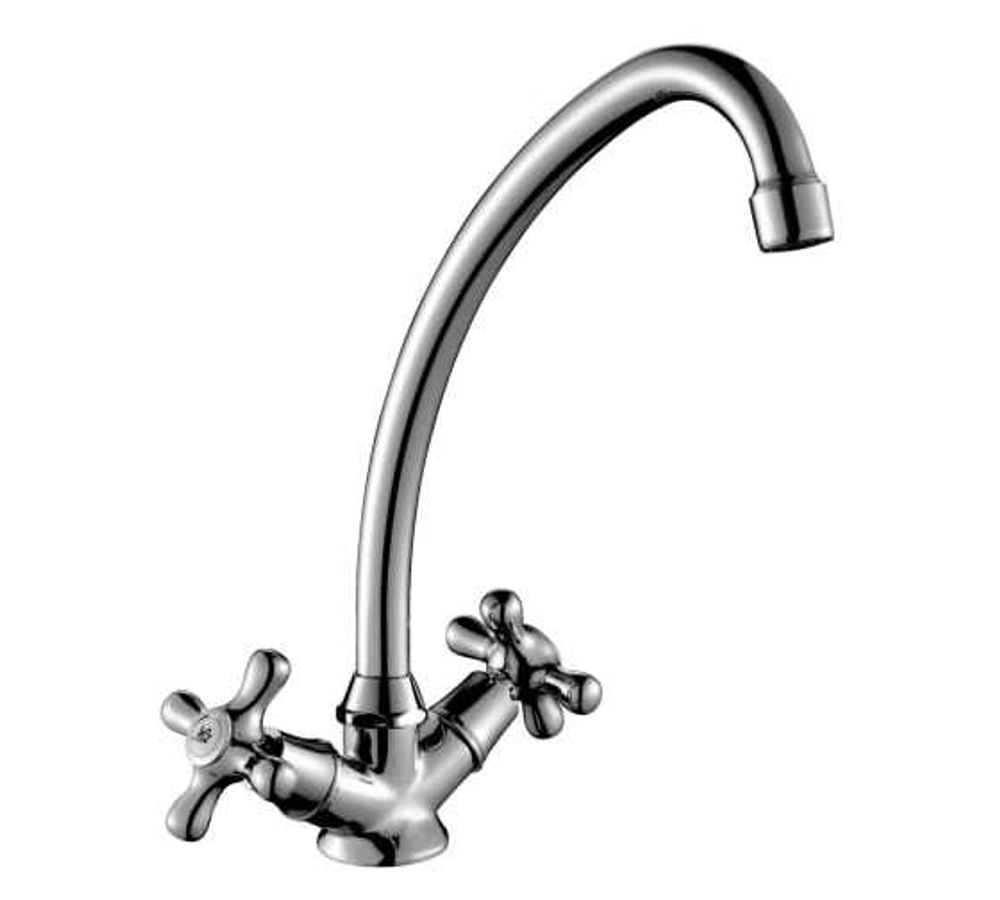 Смеситель кухня Rossinka, поворотный излив 26 см ,Н02-71