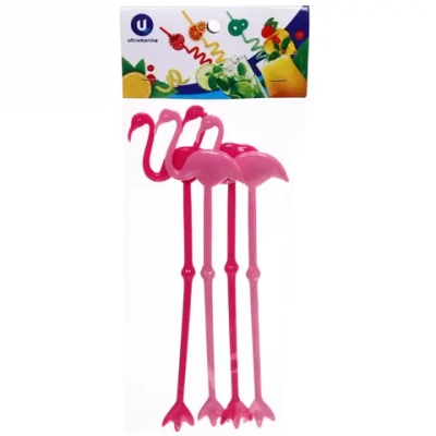 Палочка для коктейля в наборе 4шт «Фламинго»
