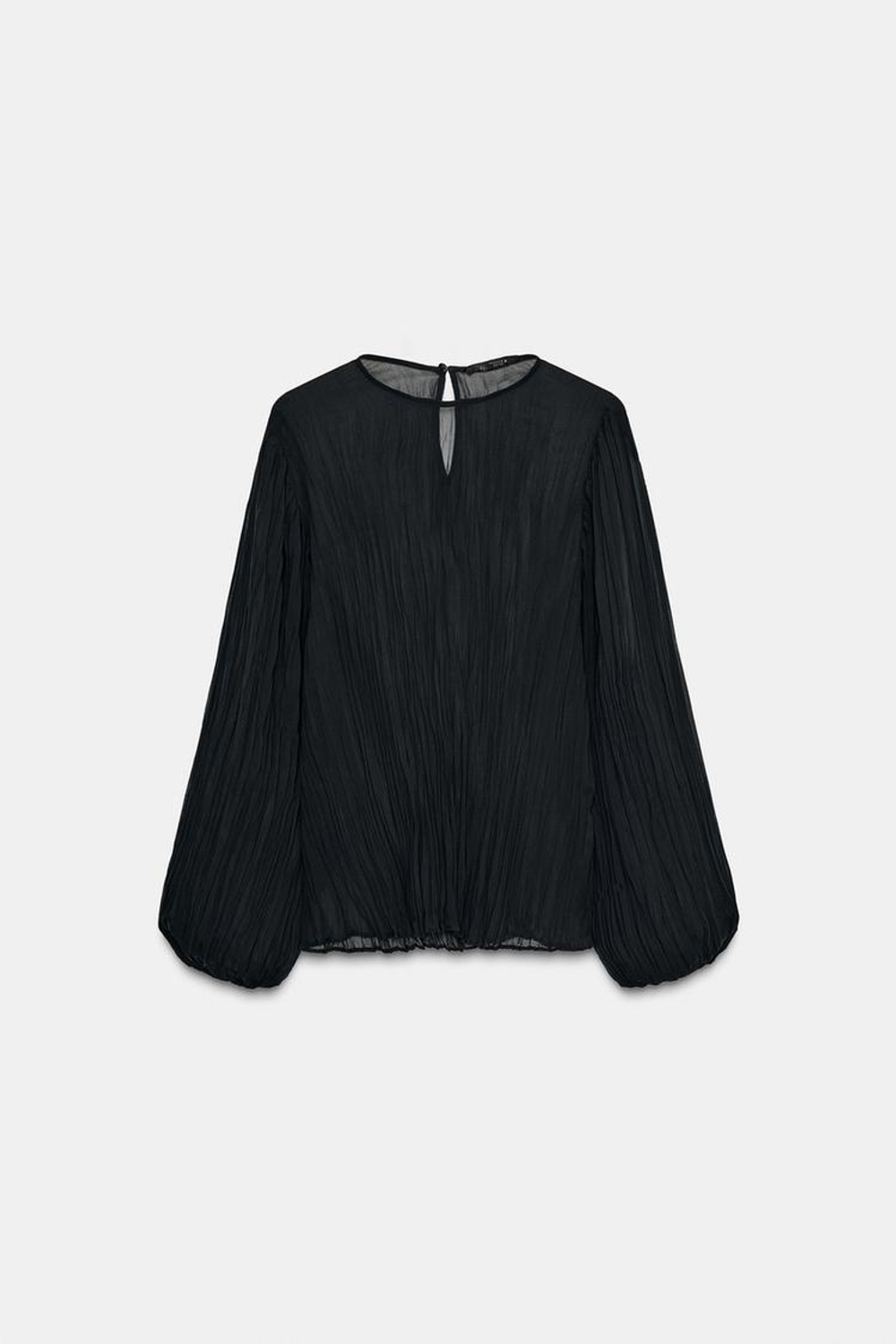 ZARA ПЛИССИРОВАННАЯ БЛУЗА ZW COLLECTION, ЧЕРНЫЙ