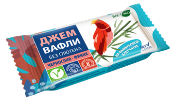 Вафли. Безглютеновые. Чернослив - Финик без сахара, 21 гр (шоубокс 10 шт)