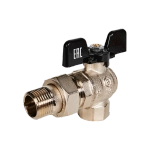 Кран шаровой полнопроходной угловой STOUT - 1/2" (ВР/НР-американка PN50, Tmax 150°C, ручка-бабочка)