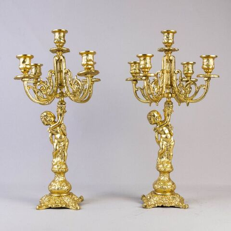 Винтаж: Парные бронзовые канделябры