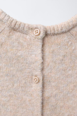 ZARA ВЯЗАНЫЙ КОМБИНЕЗОН С ВЫШИТЫМИ ЦВЕТАМИ, СВЕТЛО-БЕЖЕВЫЙ