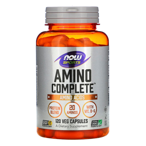 NOW Foods, Sports, Amino Complete, аминокислотный комплекс, 120 вегетарианских капсул
