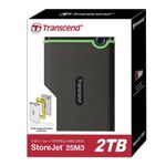 Внешний жесткий диск TRANSCEND StoreJet 25M3S 2TB, 2.5", USB 3.1, серый, TS2TSJ25M3S