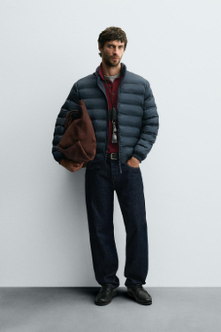 ZARA ЛЕГКАЯ СТЕГАНАЯ КУРТКА WATER REPELLENT, МОРСКОЙ СИНИЙ