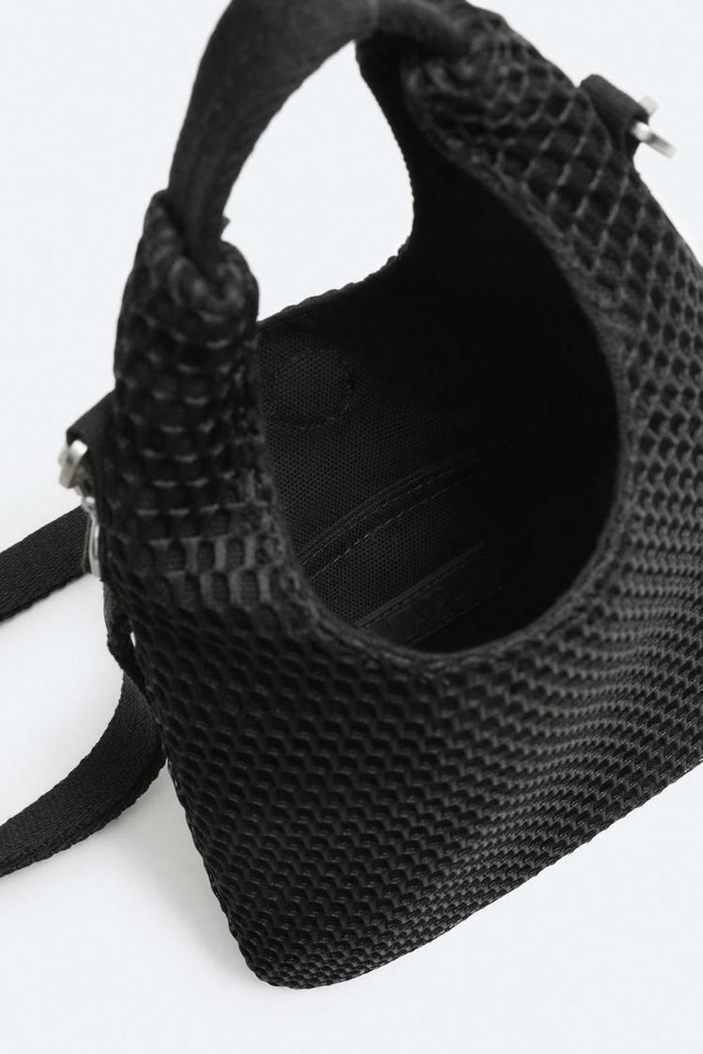 ZARA НЕБОЛЬШАЯ СЕТЧАТАЯ СУМКА, ЧЕРНЫЙ