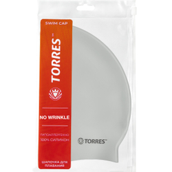 Шапочка для плавания TORRES No Wrinkle, SW-12203SV, серебристый, силикон