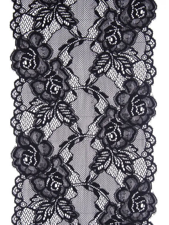 0656 Кружево эластичное 17 см, Италия, черный 170