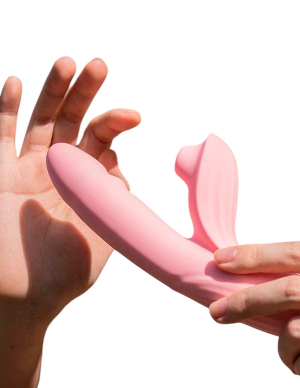 Розовый вибратор-кролик 21,1см с возвратно-поступательными движениями и вакуумом BeYourLover Anita Pink TX223A