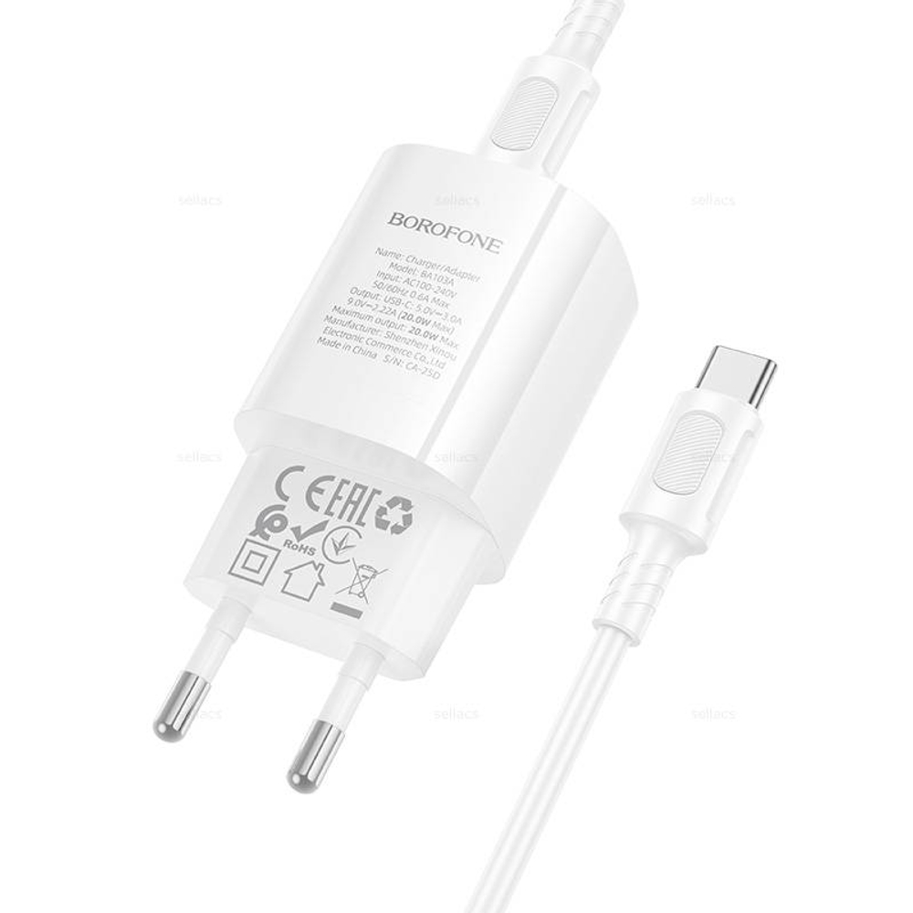 Зарядное устройство на Type-C PD20W Borofone BA103A (white)