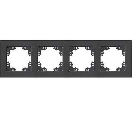 Рамка четырехместная горизонтальная "UNIVersal" серия "Афина" графит (еврослот) (HU2330)