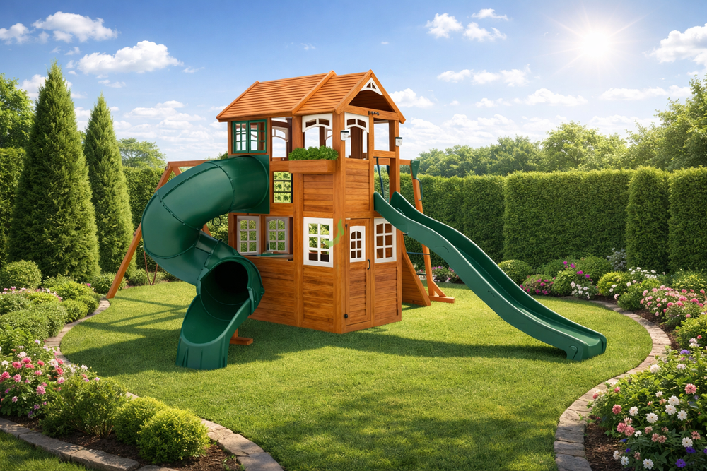 Детская площадка Клубный домик 2 с трубой и рукоходом Luxe