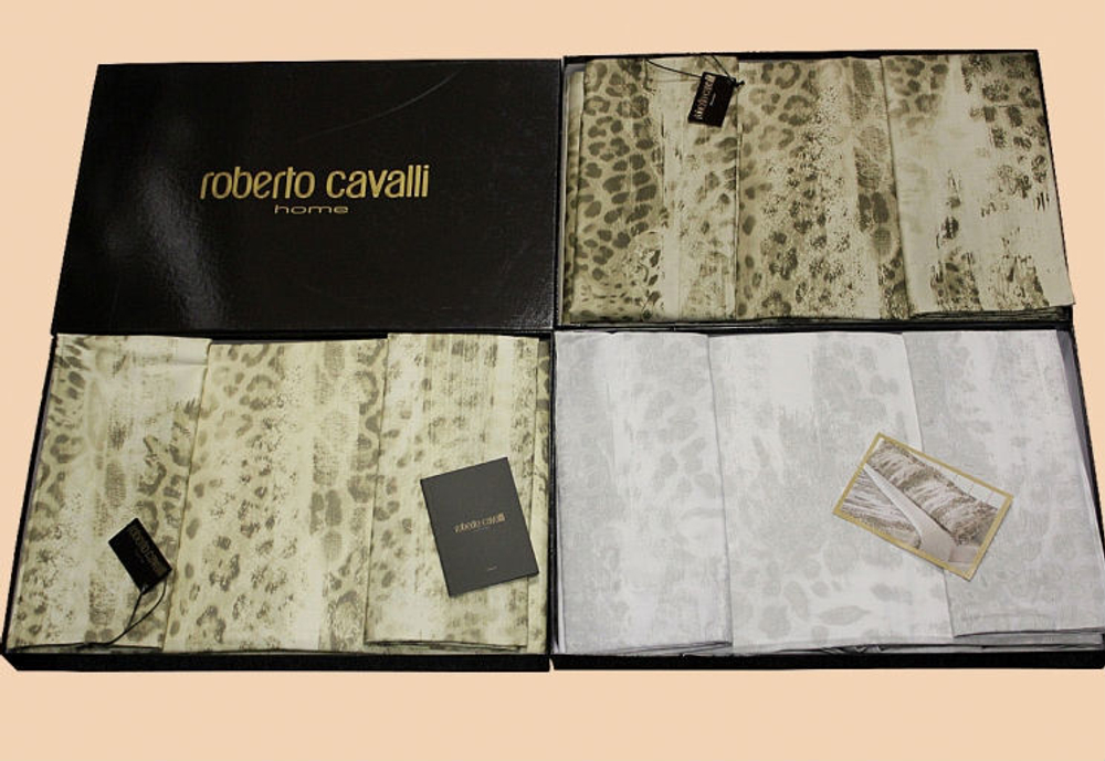 Постельное белье 2 спальное евро Roberto Cavalli Jaguar Biege