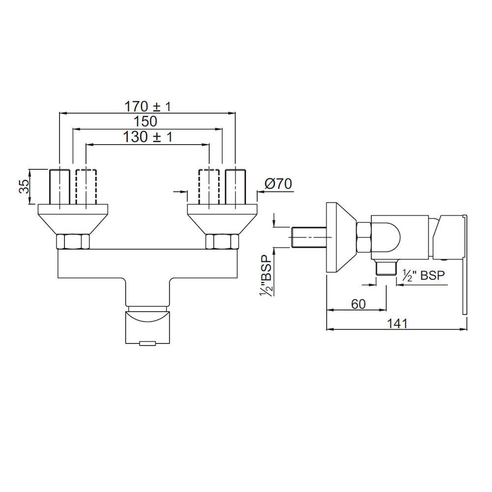Jaquar, Смеситель для душа внешний, Fonte, 1-рычаж., Хром FON-CHR-40149