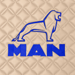 Ковры MAN TGX с 2-мя ящиками (механика)  (экокожа, бежевый, бежевый кант, синяя вышивка)