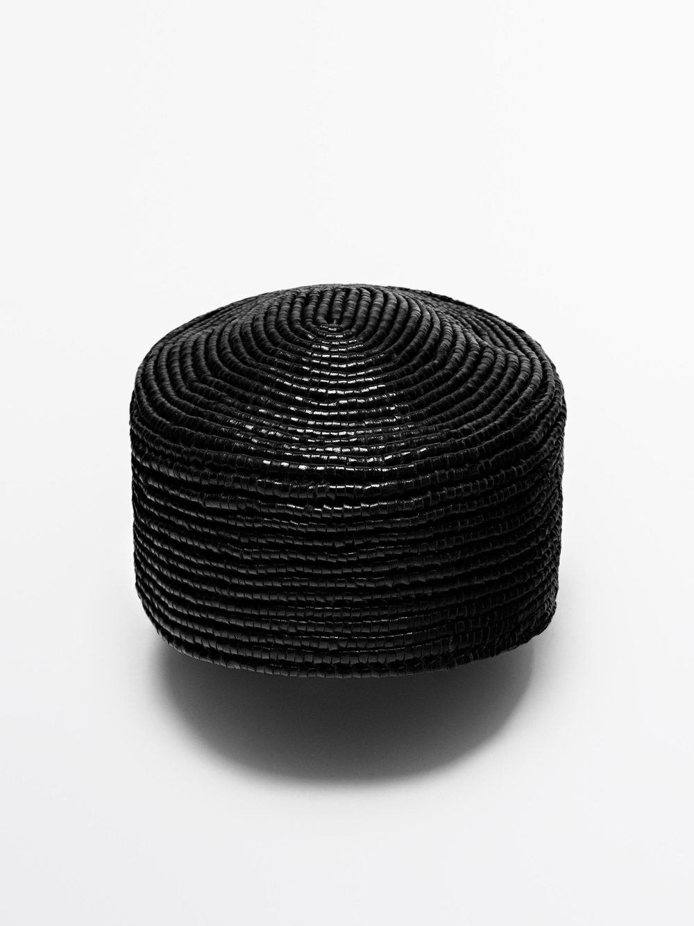 Massimo Dutti Шапка-бини из кожи наппа, черный