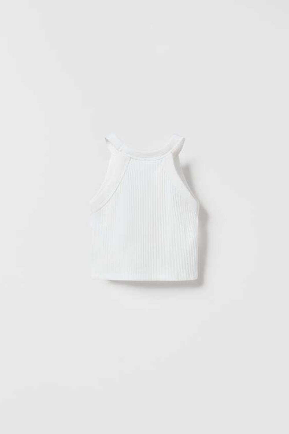 ZARA ТОП С ГОРЛОВИНОЙ ХАЛТЕР И ДЕТАЛЯМИ В РУБЧИК, БЕЛЫЙ