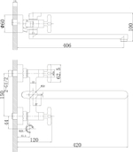 Смеситель для ванны Rossinka RS39-84 поворот.изливом 35см.