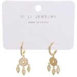 Серьги из гиппоалергенного металла со стразами «ПАЛУМНА», ловец снов, цвет золото и серебро, 3,5см