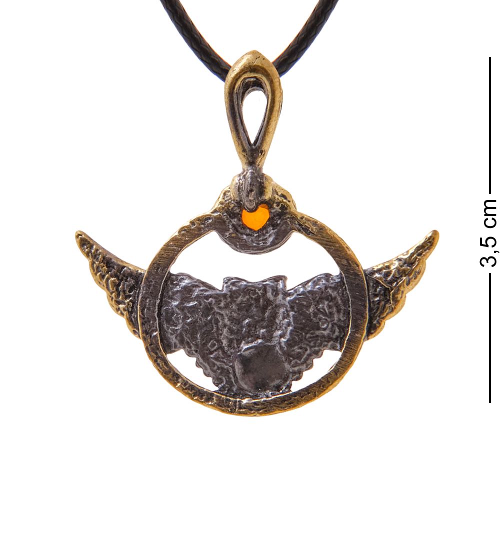 AM-3402 Подвеска «Сова» (латунь, янтарь)