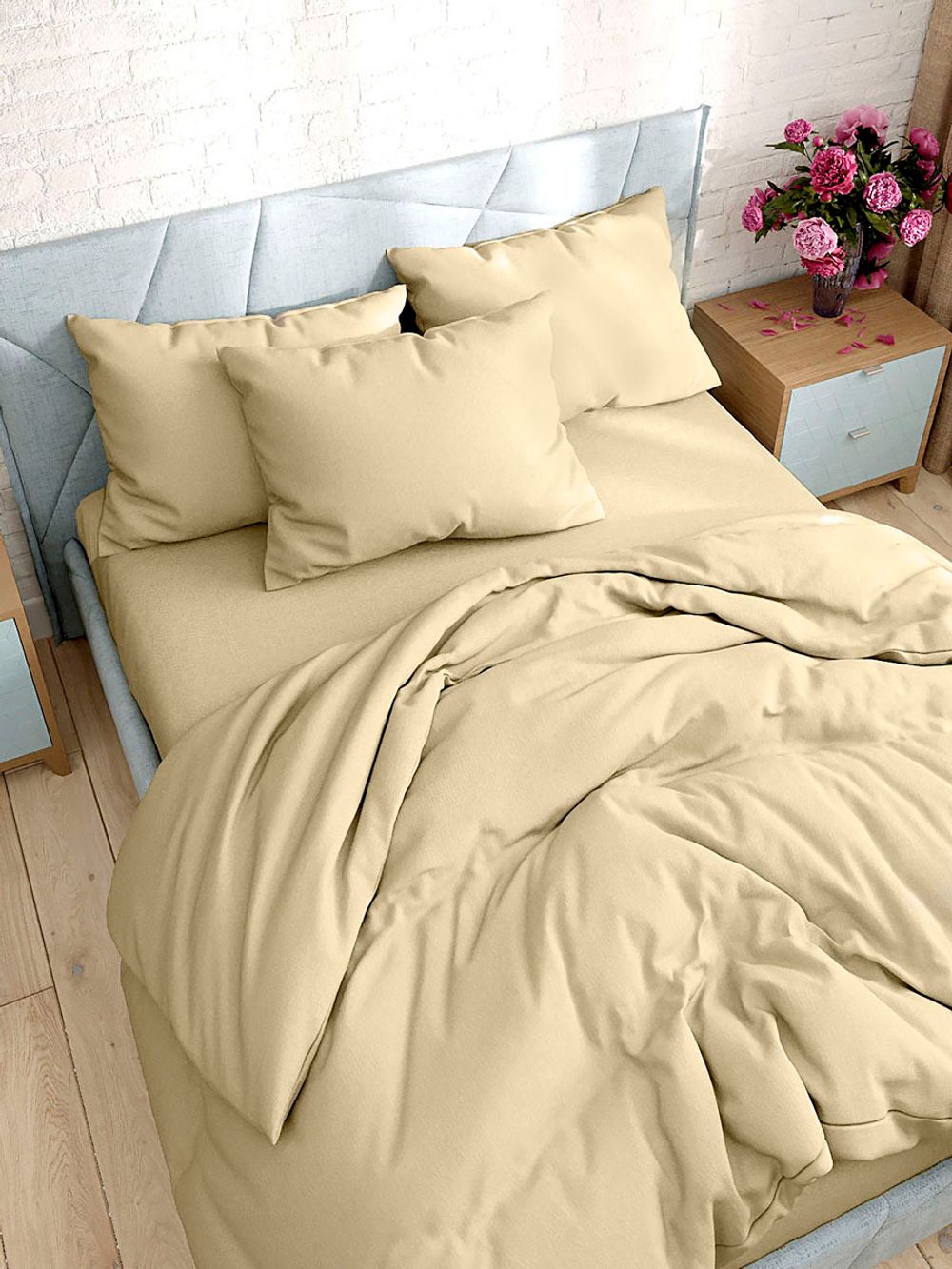 Постельное белье Milky Garden "Марципан" семейное   наволочки 50х70 2шт Простынь на резинке 160х200 см  Пододеяльник 145х215 см(2шт)