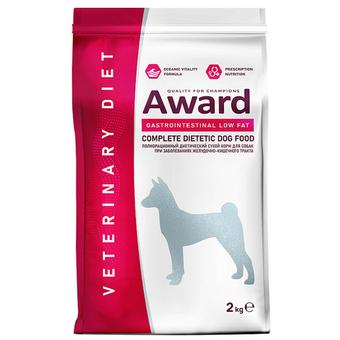 Сухой диетический корм для взрослых собак AWARD VETERINARY DIET GASTROINTESTINAL LOW FAT при заболеваниях желудочно-кишечного тракта 2 кг