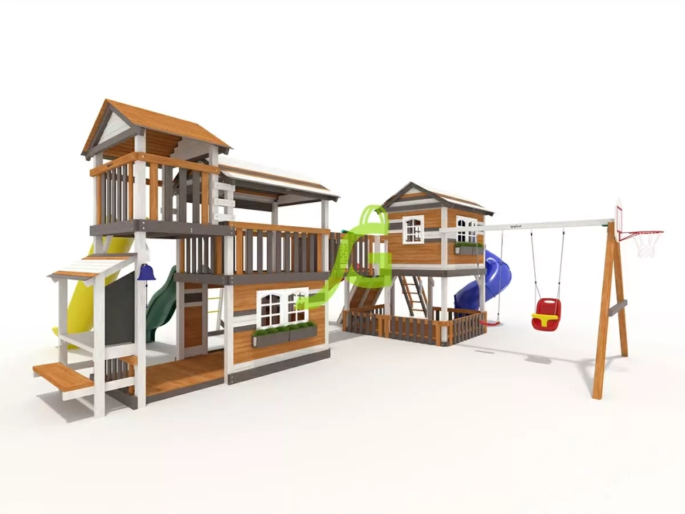 Большая детская игровая площадка с домиком