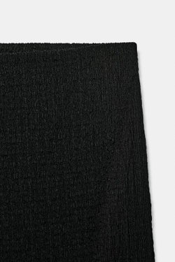 ZARA БРЮКИ ПРЯМОГО КРОЯ ФАКТУРНЫЕ, ЧЕРНЫЙ