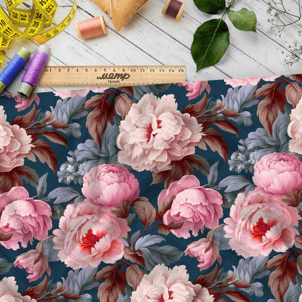 Ткань премиум атлас сказочный розарий