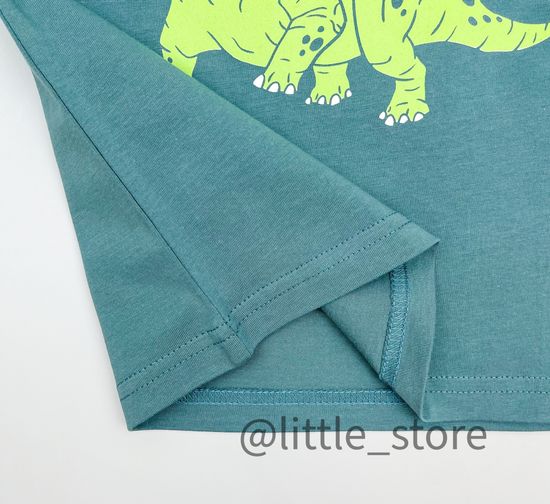 Футболка "Динозавры" хлопковая, Темный малахит