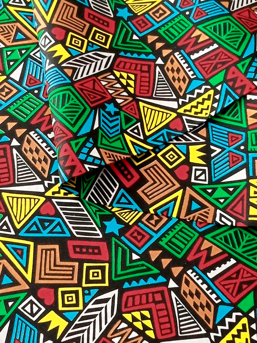 Ткань бязь плательная, рис. "Африканские мотивы", ширина 150 см, арт. 172