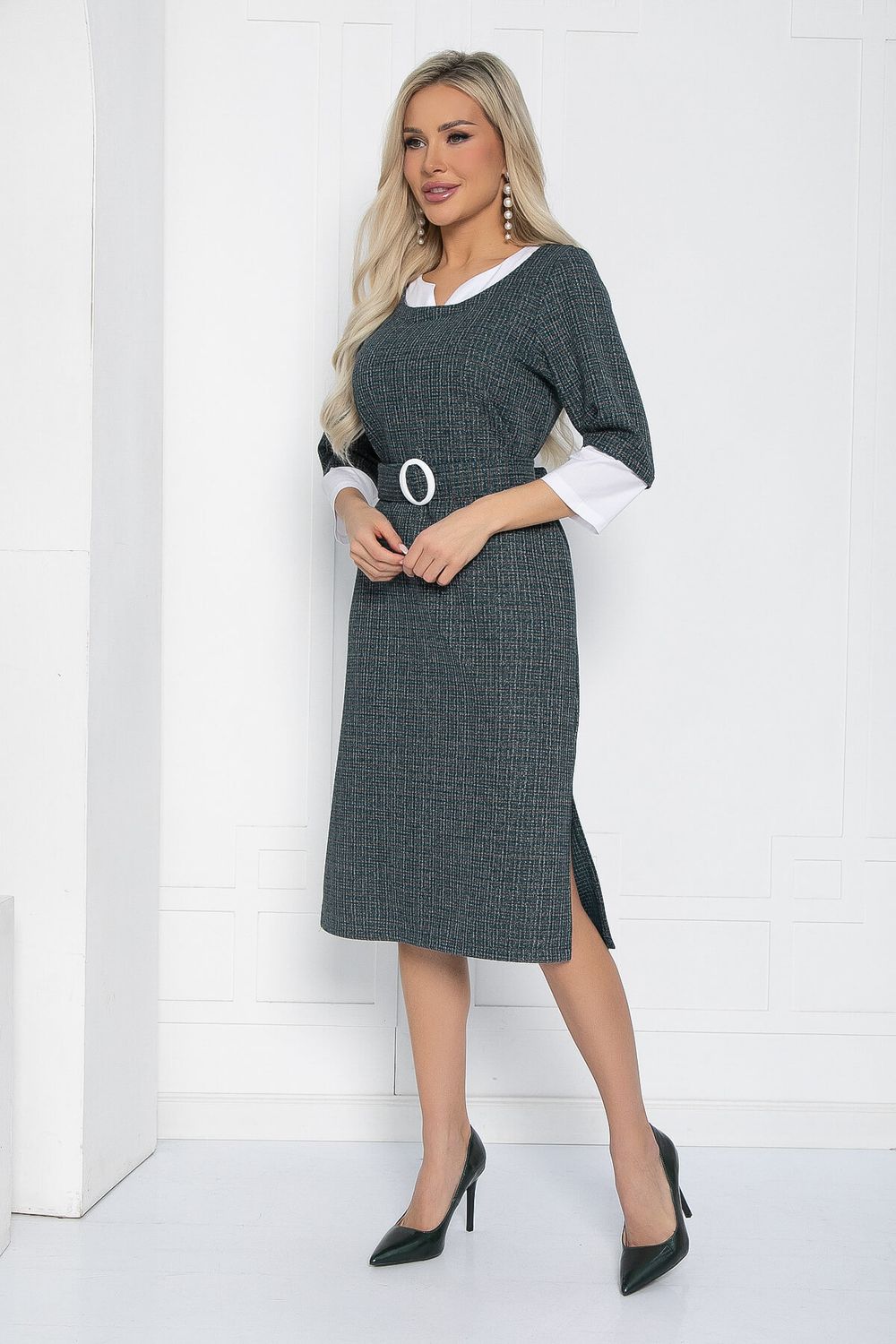 Платье Нежный акцент (темно-зеленое) П12634-18 LT Collection