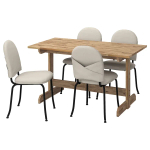 Стол и 4 стула - NACKANÄS / EBBALYCKE/ NACKANАS  IKEA/ НАКАНАС/  ЭББАЛЮККЕ ИКЕА, 140х75 см, белый /коричневый
