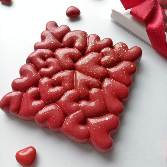 819 | Форма для шоколадных плиток &quot;Сердца&quot; (275*135мм)