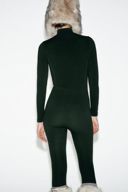 ZARA МЯГКИЕ ЛЕГИНСЫ ИЗ СМЕСОВОЙ ШЕРСТИ, ХАКИ