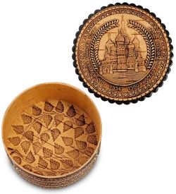 Народные промыслы BST-105 Шкатулка «Москва Покровский собор» круглая (береста)