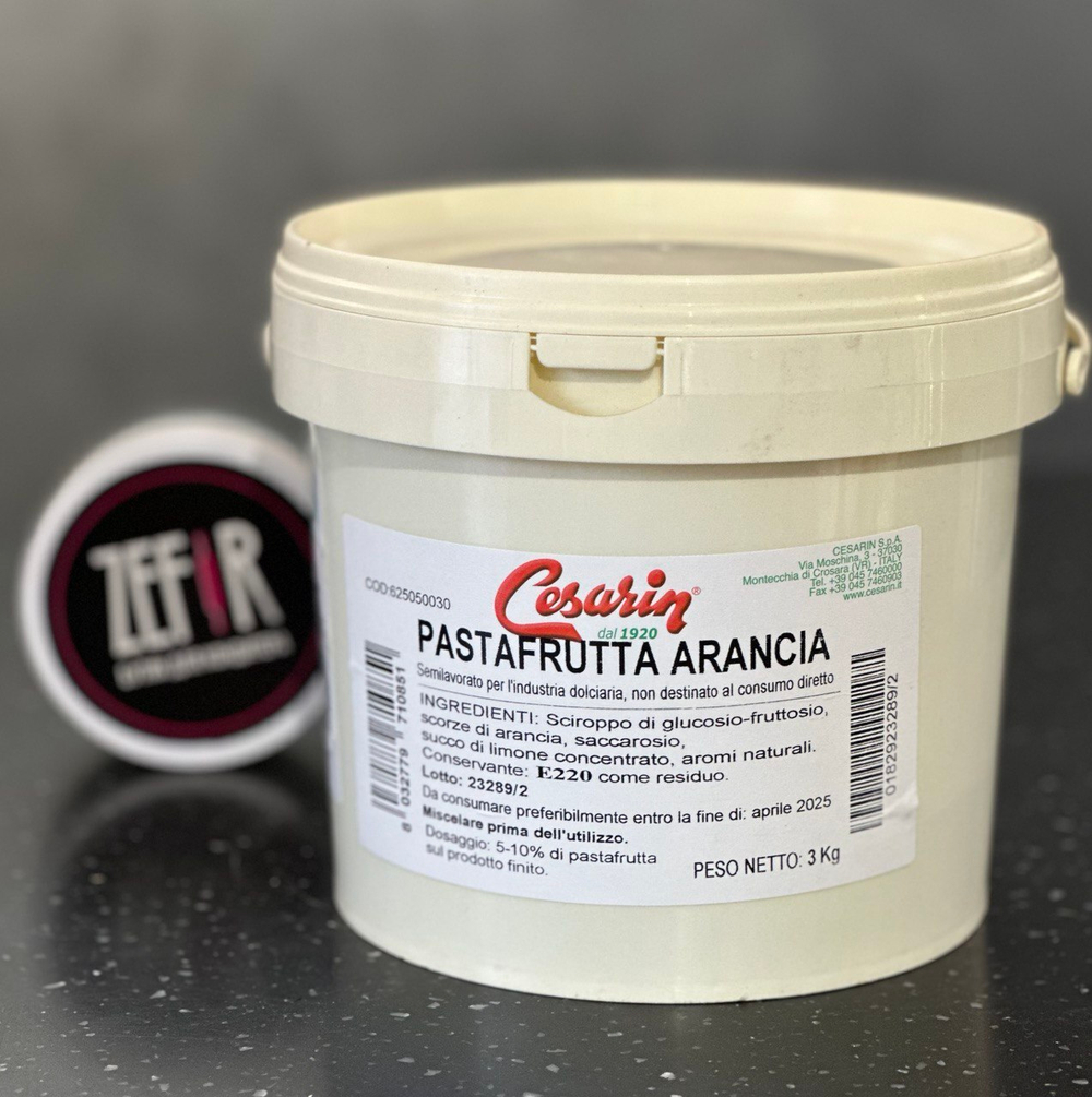 Перетертая цукатная паста апельсиновая Pasta Frutta Orange, Cesarin Италия, 500гр