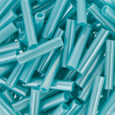 T436 Бисер TOHO Bugle, размер 9мм, Непрозрачный глянцевый, бирюза, 5 грамм