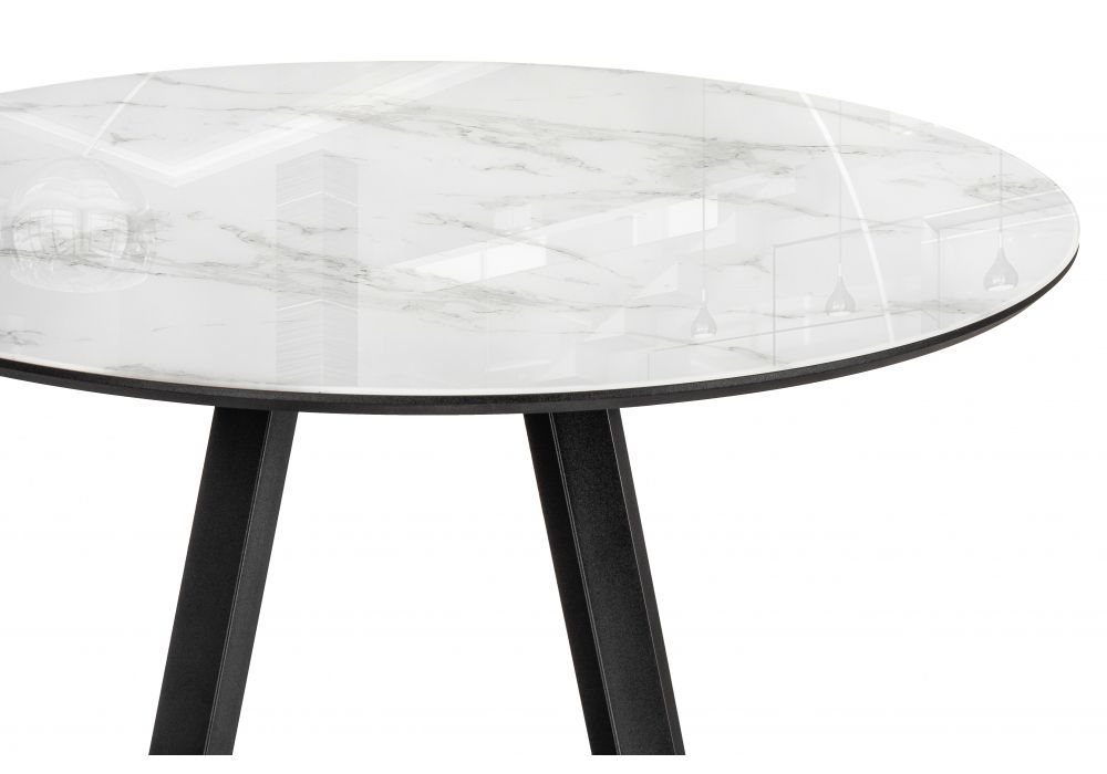 Стеклянный стол Норфолк 100х78 белый мрамор / черный