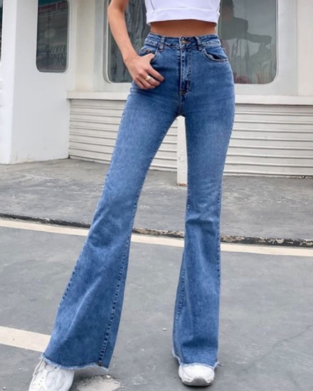 Джинсы голубые клешь женские