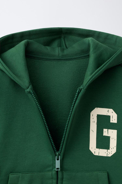 ZARA ХУДИ С НАДПИСЬЮ, ЗЕЛЕНЫЙ