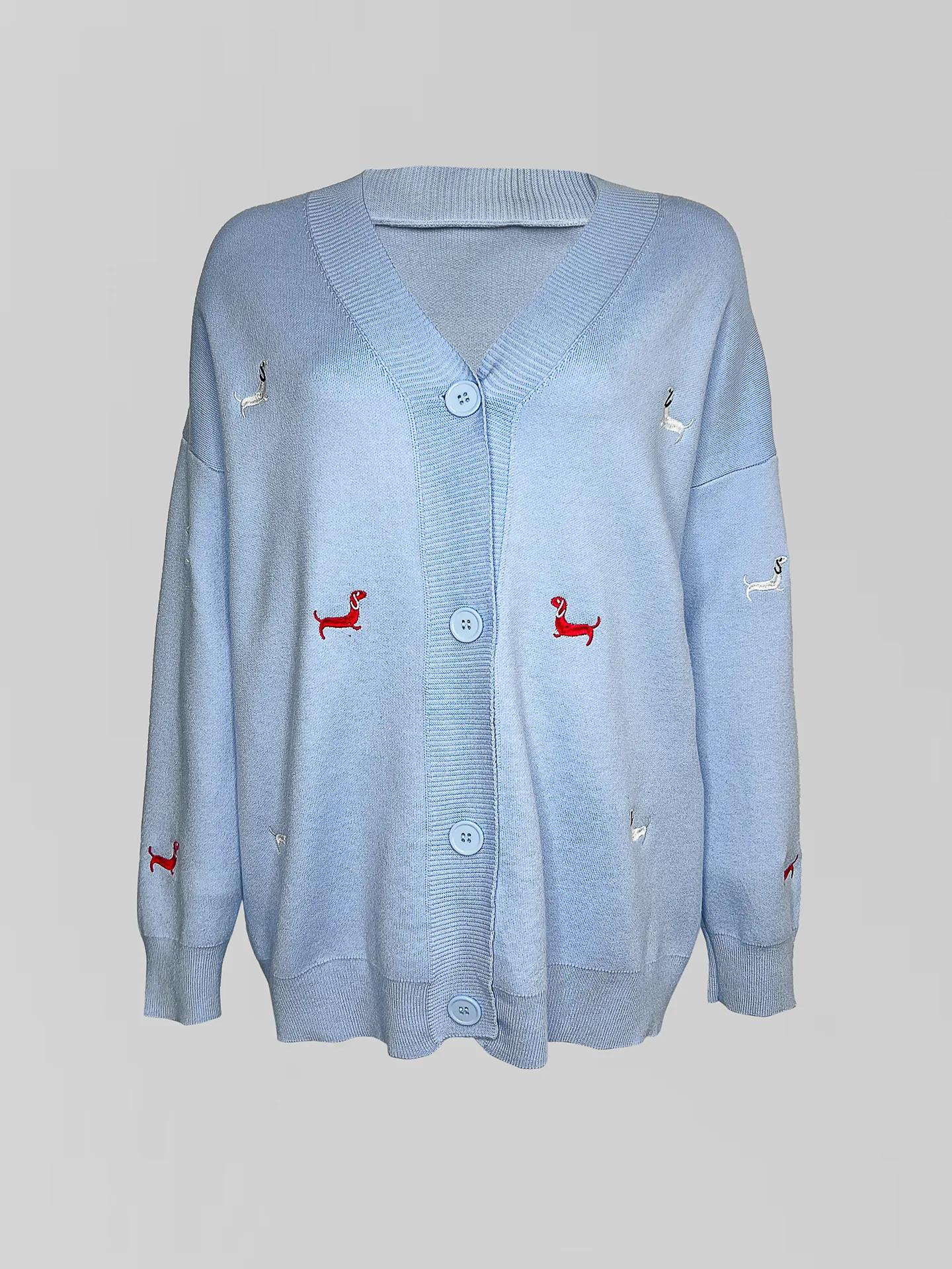 Кардиган Sora 80824 удлиненный на пуговицах с принтом таксы