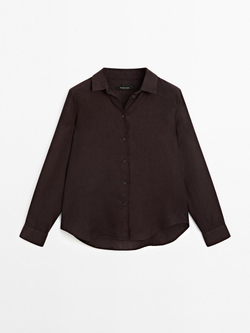 Massimo Dutti Рубашка из струящегося 100% льна, гранатовый