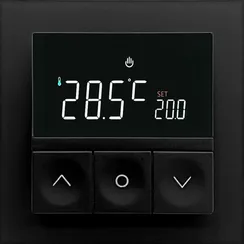 Термостат с датчиком пола,  программируемый,  16 A,  55*55 мм.черный,  клавиши настройки