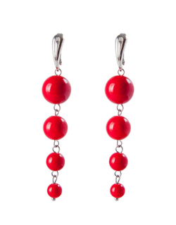 Длинные серьги с красным кораллом на выпускной