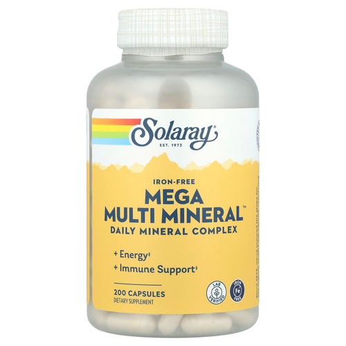 Solaray, Mega Multi Mineral, без железа, 200 капсул