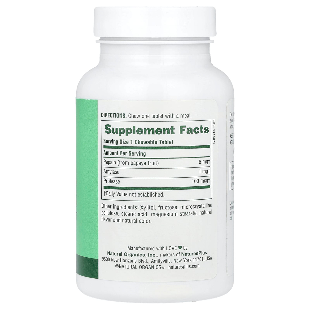 NaturesPlus, Жевательная добавка с ферментами папайи, 360 таблеток